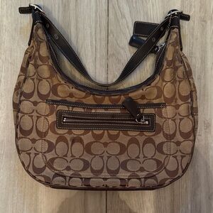 Coach Tan and Brown Signature Hobo Bag